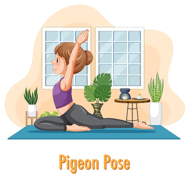 Free vector woman doing yoga at home