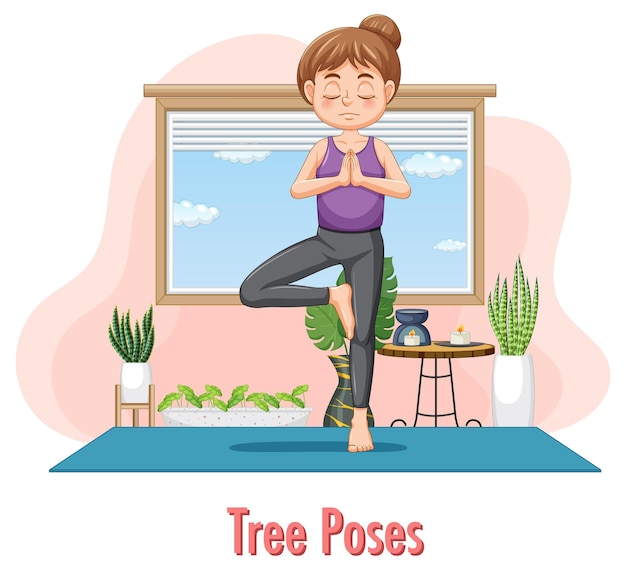 Free vector woman doing yoga at home