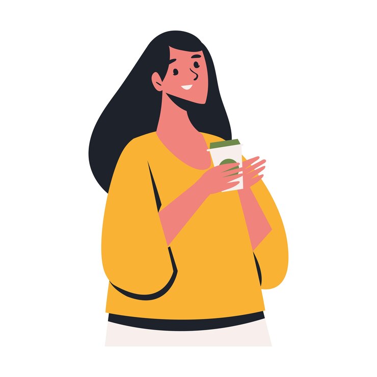Free Vector woman drinking coffee fresh illustration isolated