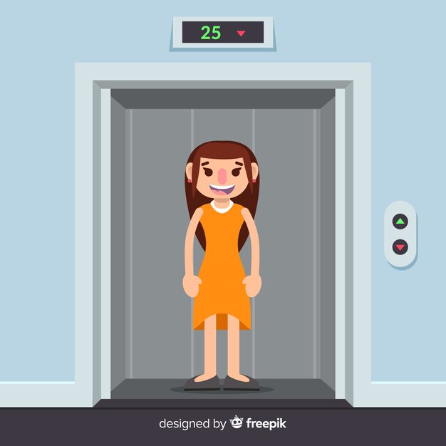 Woman in elevator