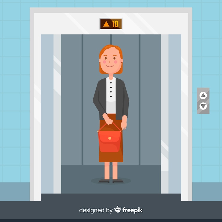Free Vector woman in elevator