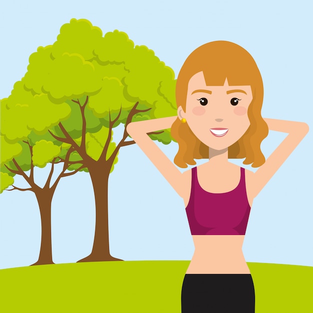 Free vector woman exercising in the field