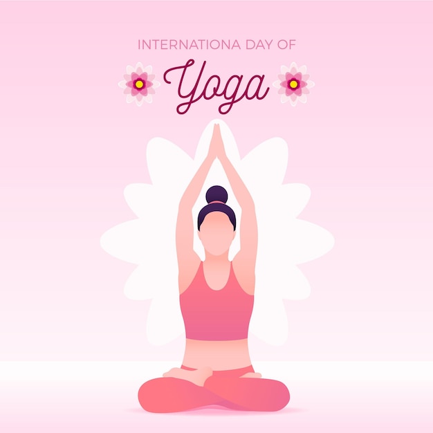 Vettore gratuito donna che esercita la giornata internazionale dello yoga