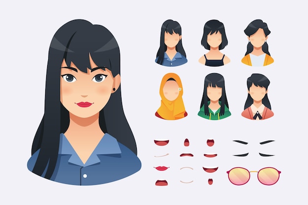 Free vector woman face construction