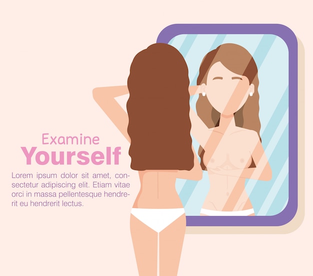 Free vector woman figure front the mirror breast cancer test