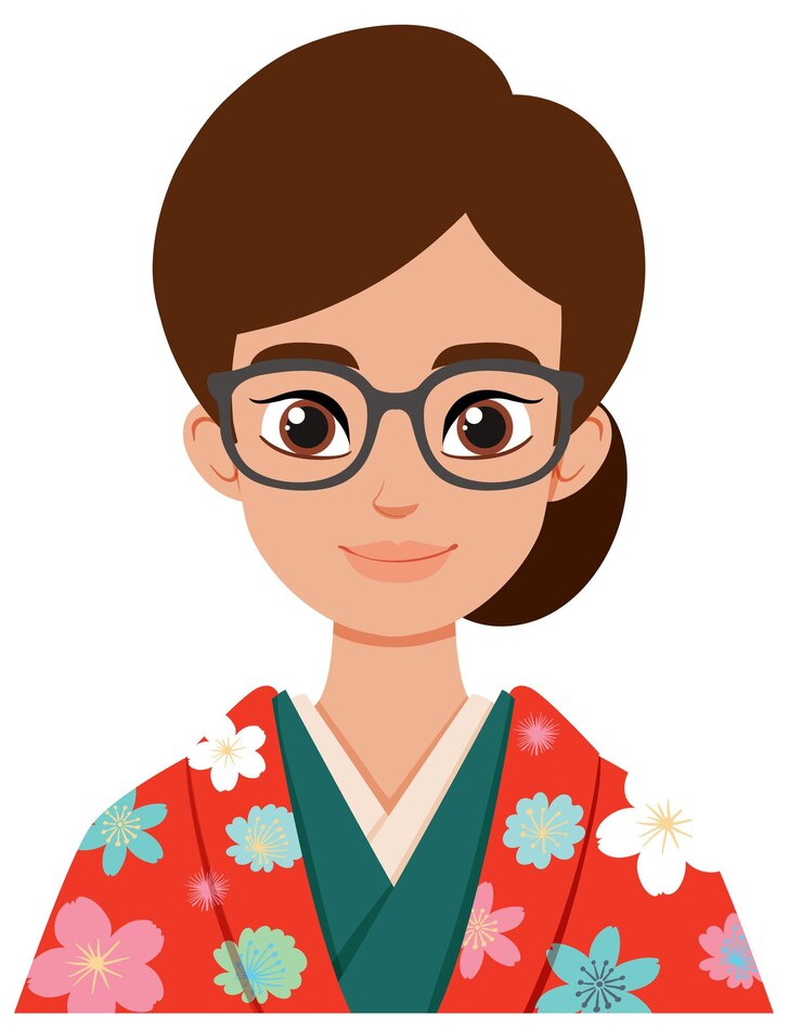 Free Vector woman in floral kimono with glasses