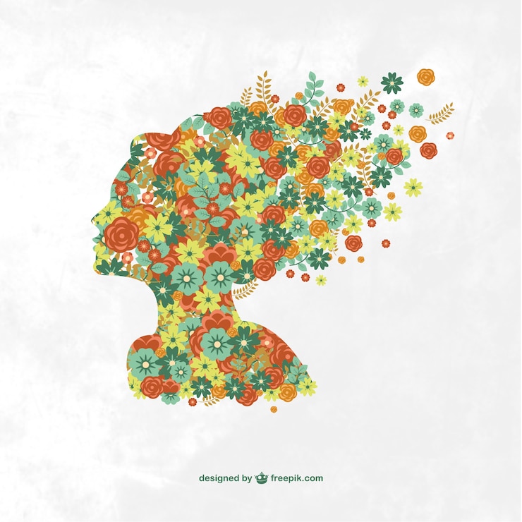 Free Vector woman floral profile illustration 