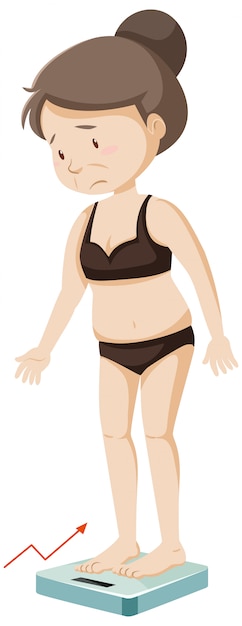 Woman gaining weight cartoon