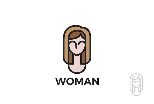 Woman Girl logo. abstract Linear style. Beauty SPA Makeup Cosmetics Fashion logotype