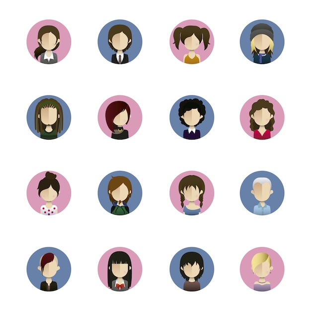 Free vector woman hairstyle icons