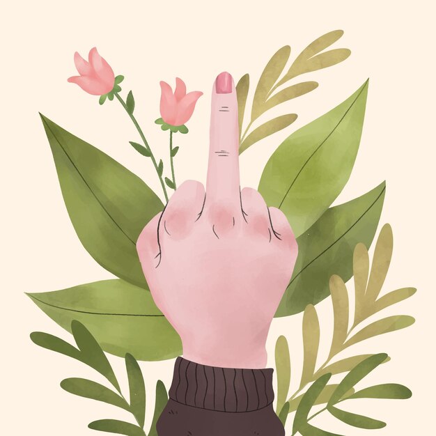 woman hand showing the middle finger