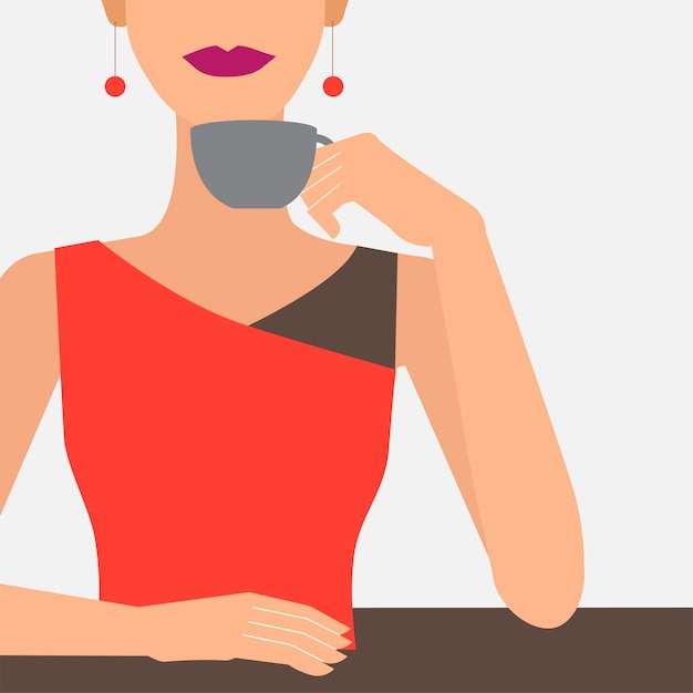 Бесплатное векторное изображение Женщина с чашкой кофе иллюстрации