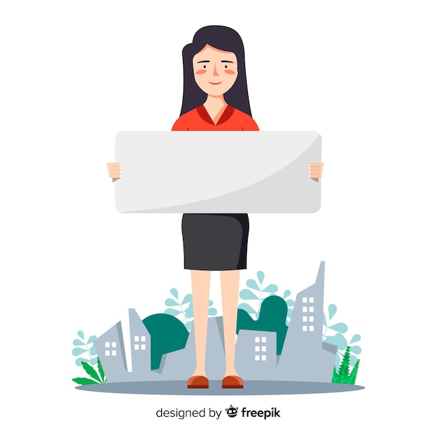 Free vector woman holding banner