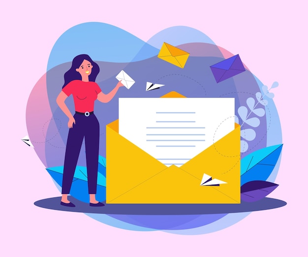woman holding business message in envelope