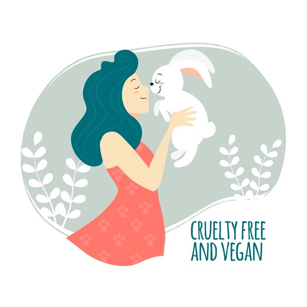 Женщина, держащая милый кролик иллюстрации