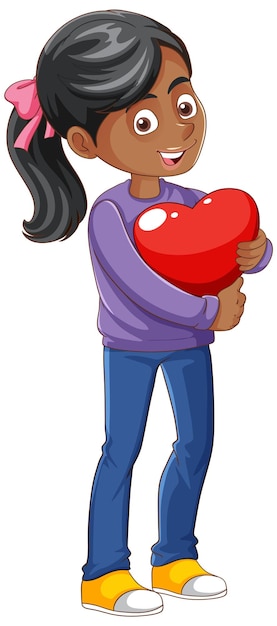 Free vector woman holding heart cartoon