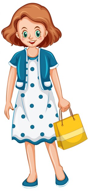 Woman holding shopping bag on white background