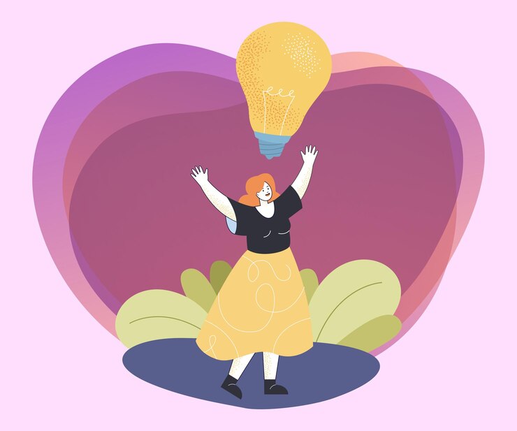 Free Vector woman and lightbulb flat vector illustration