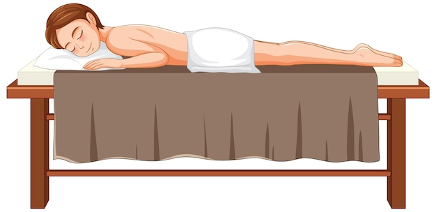 Vettore gratuito una donna sdraiata sul lettino da massaggio