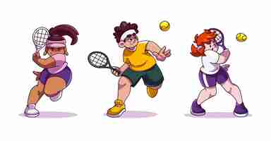 Free vector woman and man character tennis sport player vector