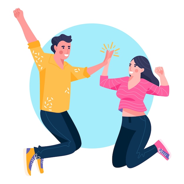Free vector woman and man giving high five