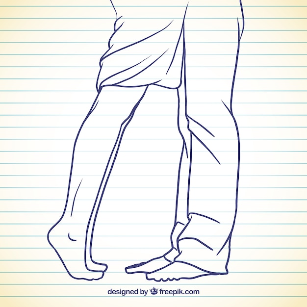 Free vector woman and man legs in sketchy style