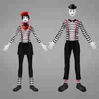 Free vector woman and man mime costumes