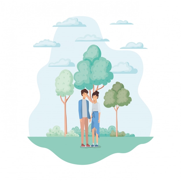 Free vector woman and man in the park