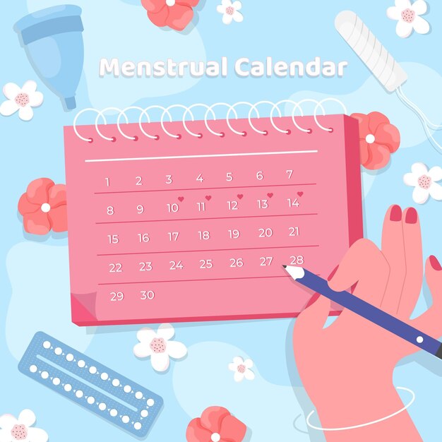 woman marking on her menstrual calendar