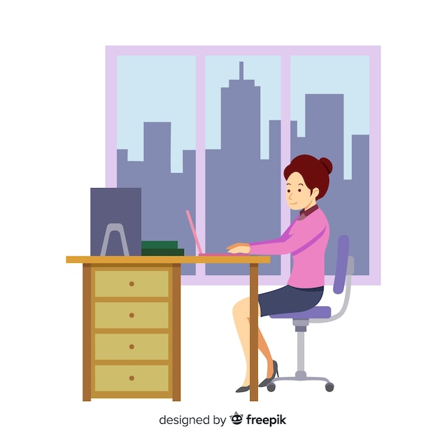 Free vector woman at the office background