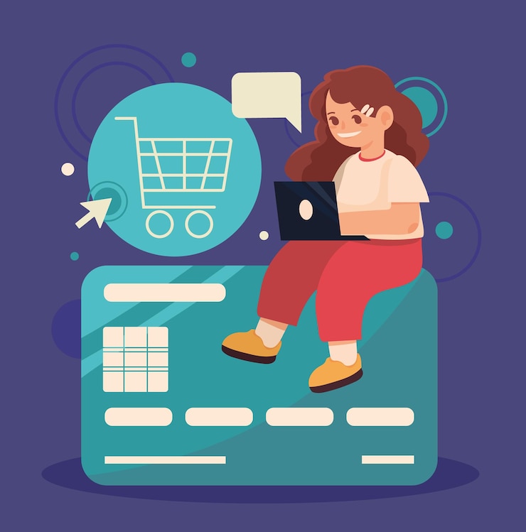 Free Vector woman online shopping
