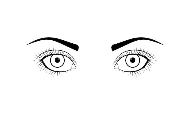 Бесплатное векторное изображение Женщина с открытыми глазами в стиле контура женская рука нарисовала ресницы и брови вектор