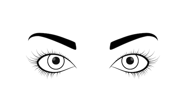 Free vector woman open eyes in outline style female hand drawn eye eyelash and eyebrow vector