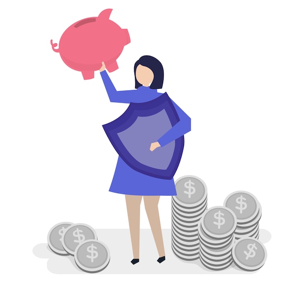 A woman planning her personal finance Free Vector