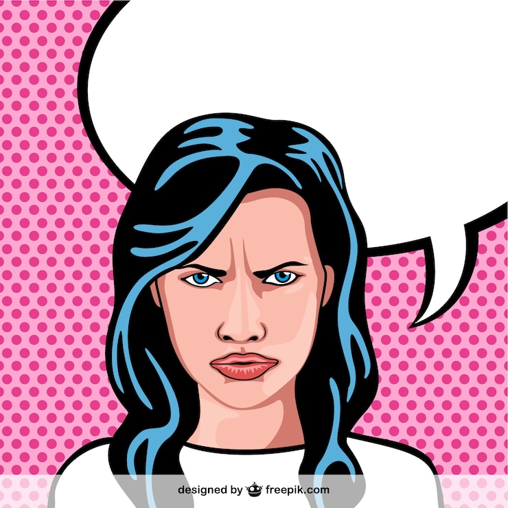 Free Vector woman pop art portrait