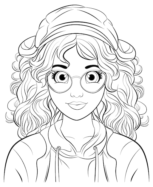 Free vector woman portrait wearing cap and glasses