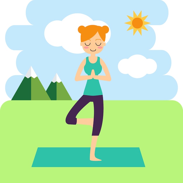 Free vector woman practicing yoga on the background.