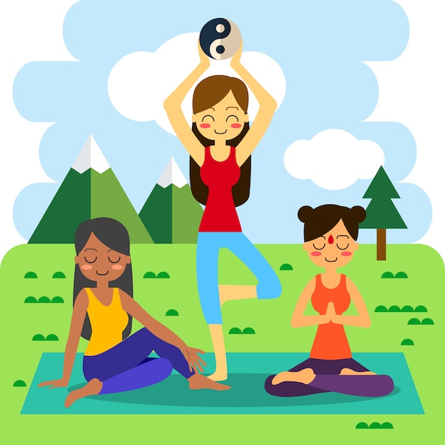 Download Free Woman practicing yoga in the tree pose. In asana Vrikshasana. SVG DXF EPS PNG - Best ...