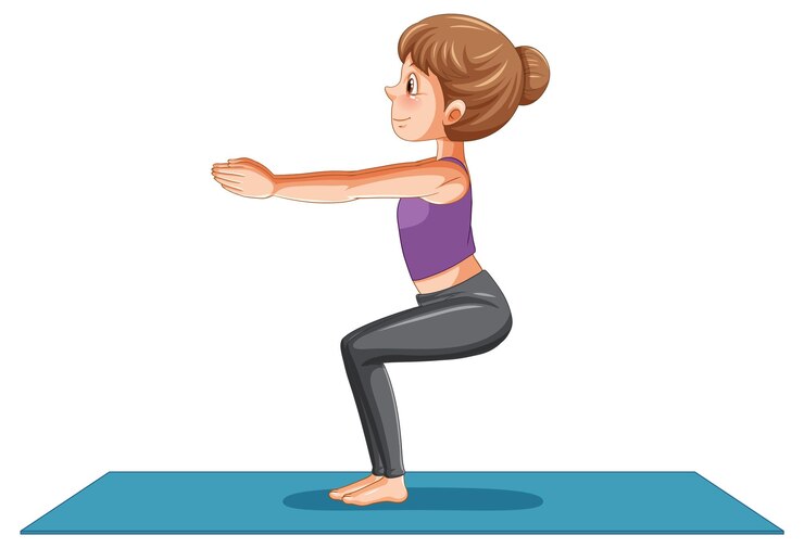 Woman practicing yoga on mat