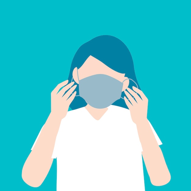 Woman putting on a surgical mask covid-19 awareness