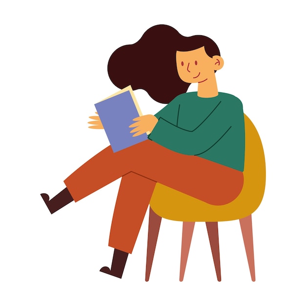 Free vector woman reading on chair