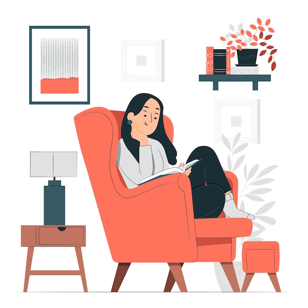 Free vector woman reading illustration