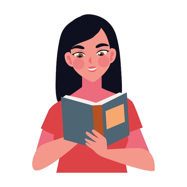 Free vector woman reading lesson illustration isolated