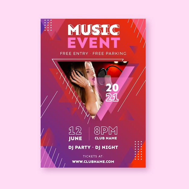 Free vector woman recording music event poster template