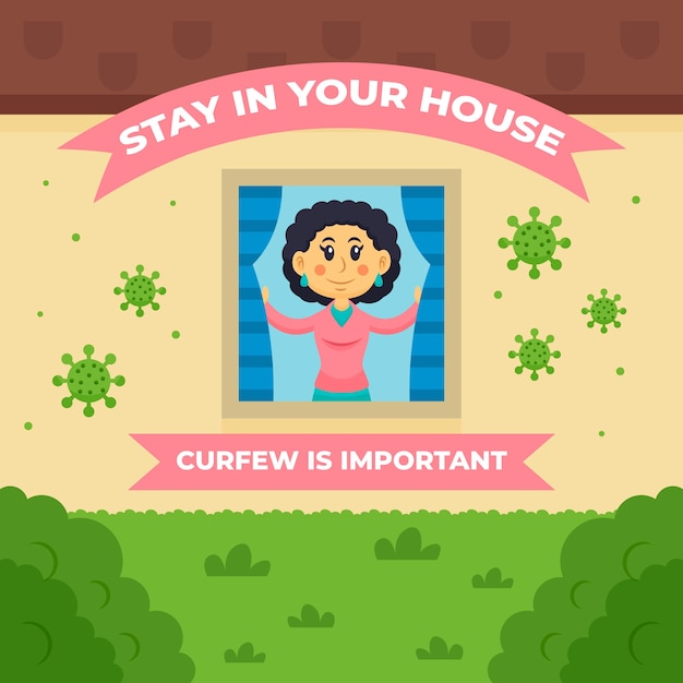 Free vector woman respecting curfew