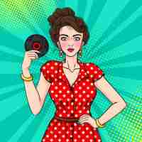 Free vector woman retro pop art