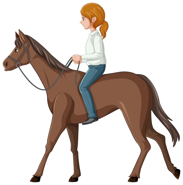Vettore gratuito un cartone animato di una donna a cavallo