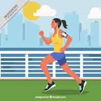 Free vector woman running in the city