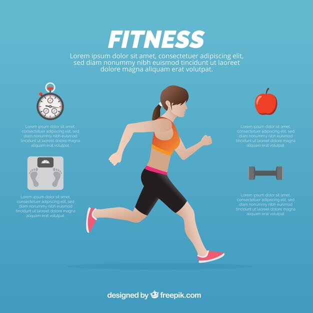 Woman running with health-related icons