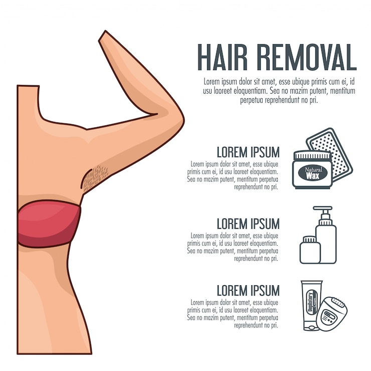 Free Vector woman's armpit with hair removal tools